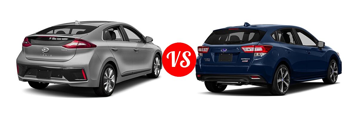 2017 Hyundai Ioniq Hybrid Hatchback Blue / Limited / SEL vs. 2017 Subaru Impreza Hatchback Sport - Rear Right Comparison