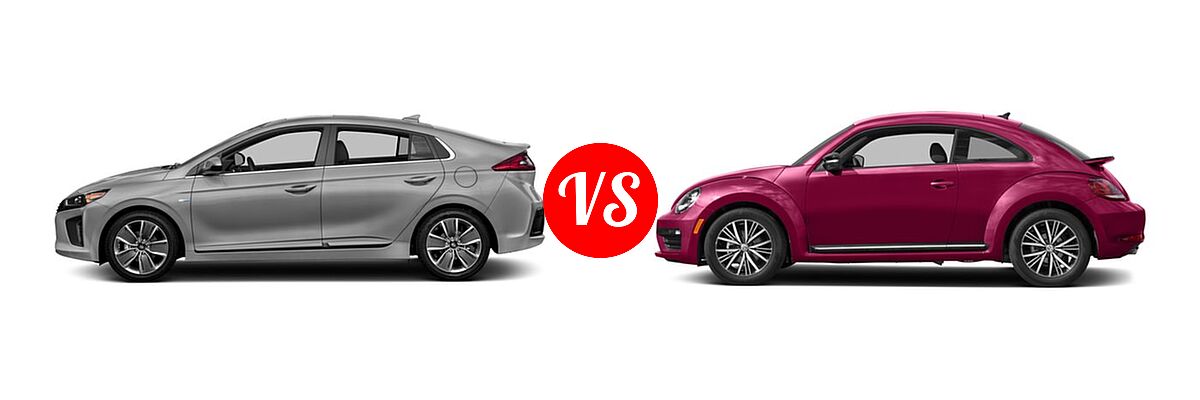 2017 Hyundai Ioniq Hybrid Hatchback Blue / Limited / SEL vs. 2017 Volkswagen Beetle Hatchback #PinkBeetle - Side Comparison