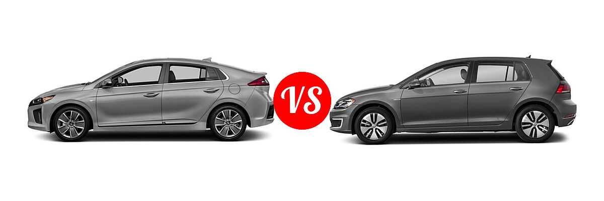 2017 Hyundai Ioniq Hybrid Hatchback Blue / Limited / SEL vs. 2017 Volkswagen e-Golf Hatchback SE / SEL Premium - Side Comparison