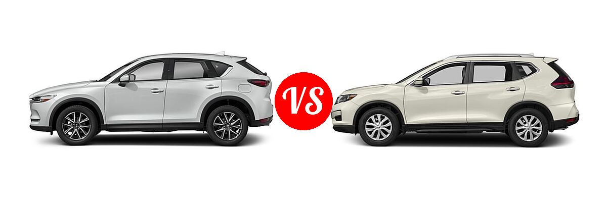 2017 Mazda CX-5 SUV Grand Select vs. 2017 Nissan Rogue SUV S / SV - Side Comparison