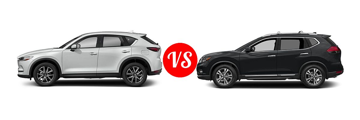 2017 Mazda CX-5 SUV Grand Select vs. 2017 Nissan Rogue SUV SL - Side Comparison