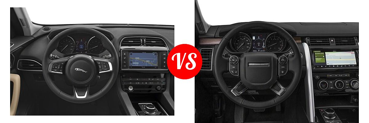 2018 Jaguar F-PACE SUV 25t / 25t Premium / 25t Prestige vs. 2018 Land Rover Discovery SUV Diesel HSE / HSE Luxury - Dashboard Comparison