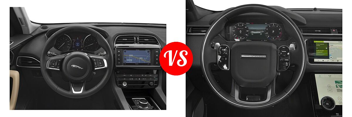 2018 Jaguar F-PACE SUV 25t / 25t Premium / 25t Prestige vs. 2018 Land Rover Range Rover Velar SUV Diesel R-Dynamic HSE / R-Dynamic SE / S - Dashboard Comparison