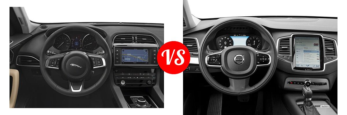 2018 Jaguar F-PACE SUV 25t / 25t Premium / 25t Prestige vs. 2018 Volvo XC90 SUV Momentum - Dashboard Comparison