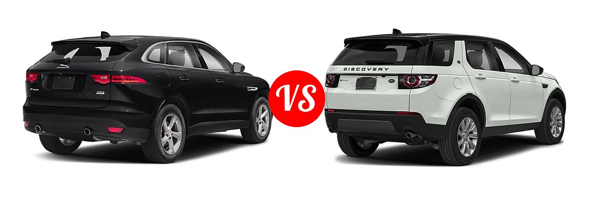 2018 Jaguar F-PACE SUV 30t Portfolio / 30t Premium / 30t Prestige / 35t Portfolio / 35t Premium / 35t Prestige vs. 2018 Land Rover Discovery Sport SUV HSE / SE - Rear Right Comparison