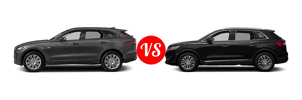 2018 Jaguar F-PACE SUV Diesel 20d Premium / 20d Prestige vs. 2018 Lincoln MKX SUV Black Label / Premiere / Reserve / Select - Side Comparison