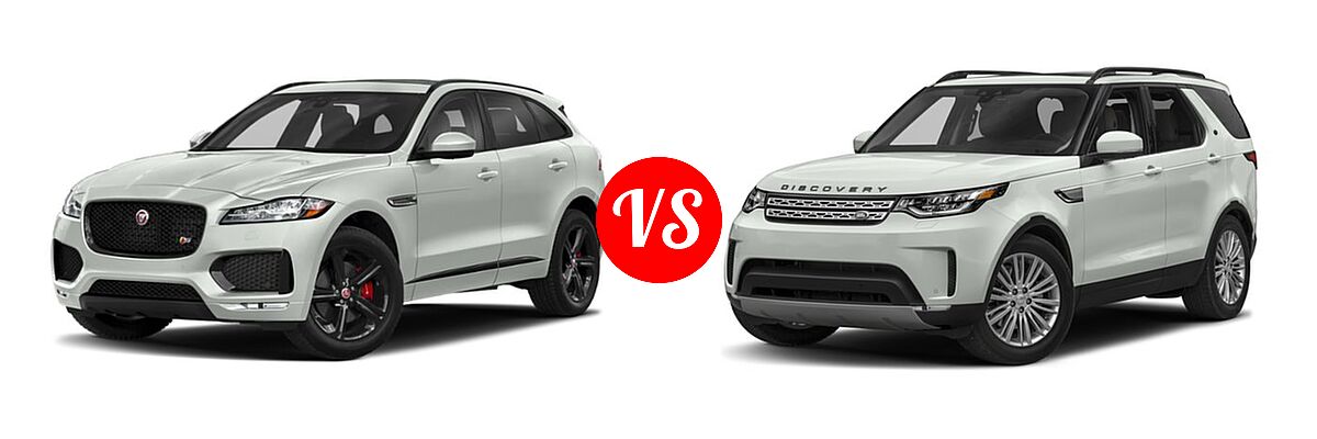 2018 Jaguar F-PACE SUV S vs. 2018 Land Rover Discovery SUV Diesel HSE / HSE Luxury - Front Left Comparison