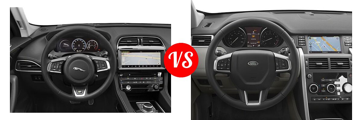2018 Jaguar F-PACE SUV 30t R-Sport / 35t R-Sport vs. 2018 Land Rover Discovery Sport SUV HSE / SE - Dashboard Comparison