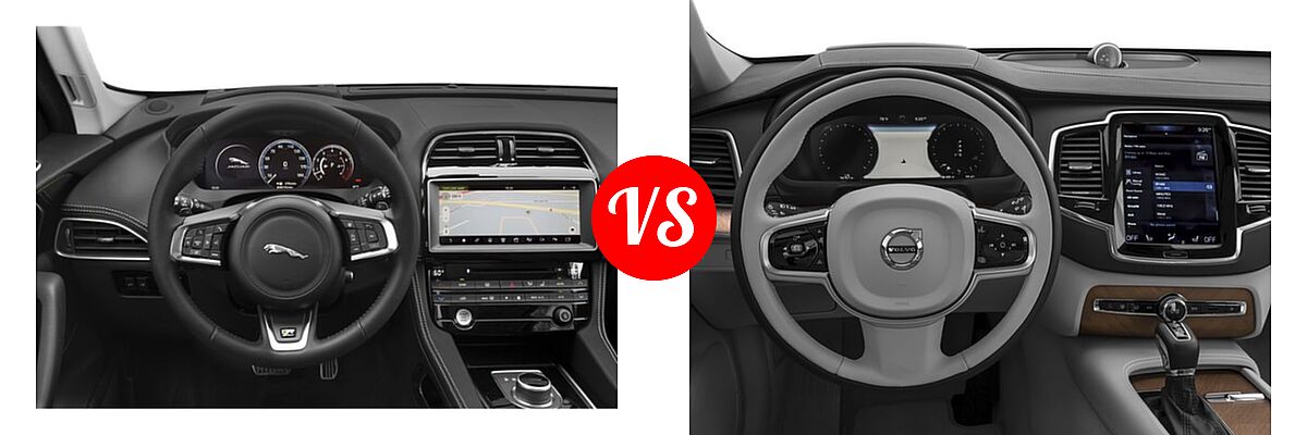 2018 Jaguar F-PACE SUV 30t R-Sport / 35t R-Sport vs. 2018 Volvo XC90 SUV Inscription - Dashboard Comparison