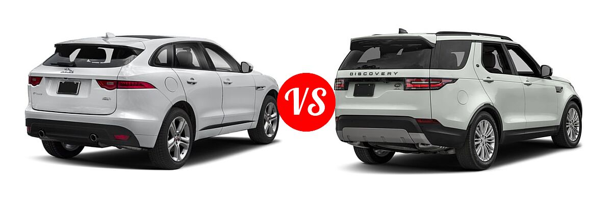 2018 Jaguar F-PACE SUV 30t R-Sport / 35t R-Sport vs. 2018 Land Rover Discovery SUV Diesel HSE / HSE Luxury - Rear Right Comparison