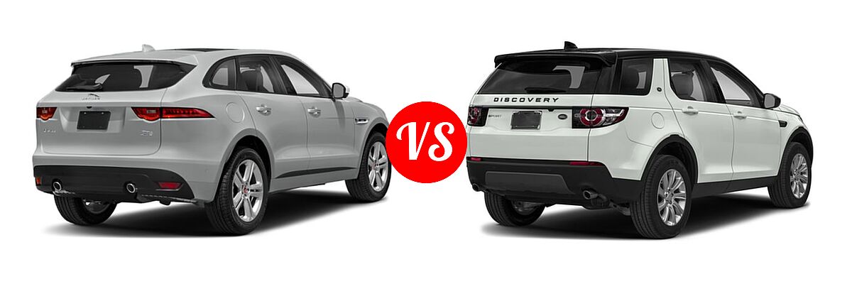 2018 Jaguar F-PACE SUV 25t R-Sport vs. 2018 Land Rover Discovery Sport SUV HSE / SE - Rear Right Comparison