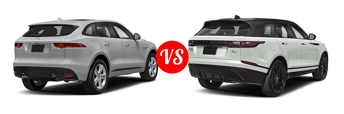 2018 Jaguar F-PACE SUV 25t R-Sport vs. 2018 Land Rover Range Rover Velar SUV Diesel R-Dynamic HSE / R-Dynamic SE / S - Rear Right Comparison