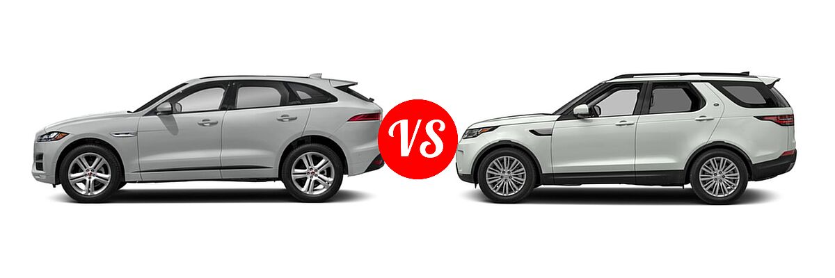 2018 Jaguar F-PACE SUV 25t R-Sport vs. 2018 Land Rover Discovery SUV Diesel HSE / HSE Luxury - Side Comparison