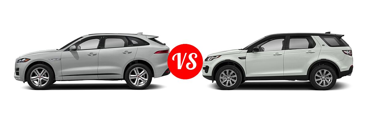 2018 Jaguar F-PACE SUV 25t R-Sport vs. 2018 Land Rover Discovery Sport SUV HSE / SE - Side Comparison