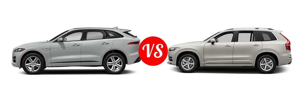 2018 Jaguar F-PACE SUV 25t R-Sport vs. 2018 Volvo XC90 SUV Momentum - Side Comparison