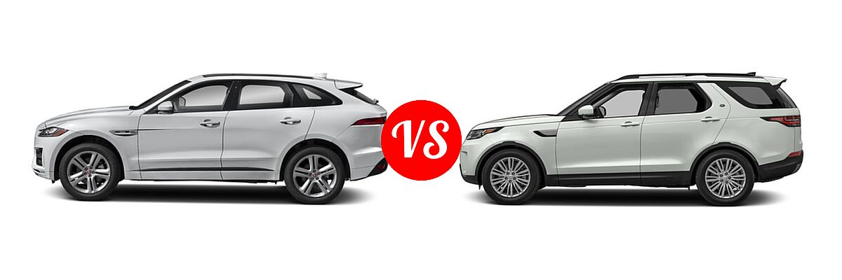 2018 Jaguar F-PACE SUV 30t R-Sport / 35t R-Sport vs. 2018 Land Rover Discovery SUV Diesel HSE / HSE Luxury - Side Comparison