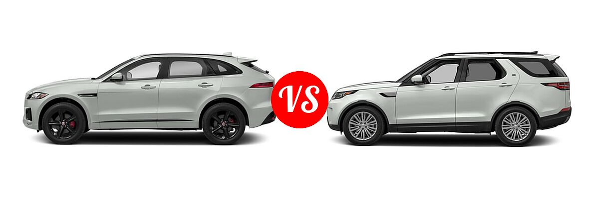 2018 Jaguar F-PACE SUV S vs. 2018 Land Rover Discovery SUV Diesel HSE / HSE Luxury - Side Comparison