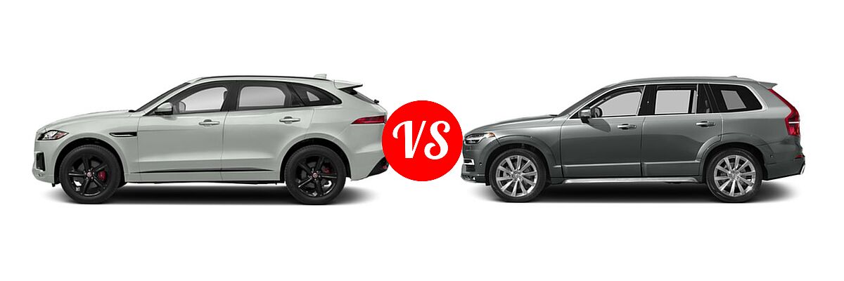 2018 Jaguar F-PACE SUV S vs. 2018 Volvo XC90 SUV Inscription - Side Comparison