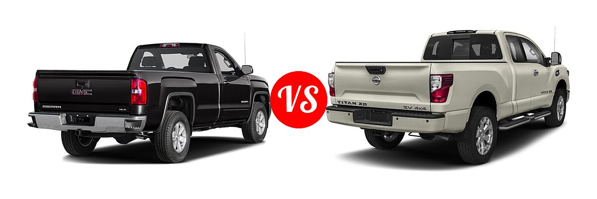 2017 GMC Sierra 1500 Pickup SLE vs. 2017 Nissan Titan XD Pickup Diesel PRO-4X / S / SV - Rear Right Comparison