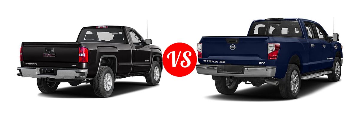 2017 GMC Sierra 1500 Pickup SLE vs. 2017 Nissan Titan XD Pickup Diesel SV - Rear Right Comparison