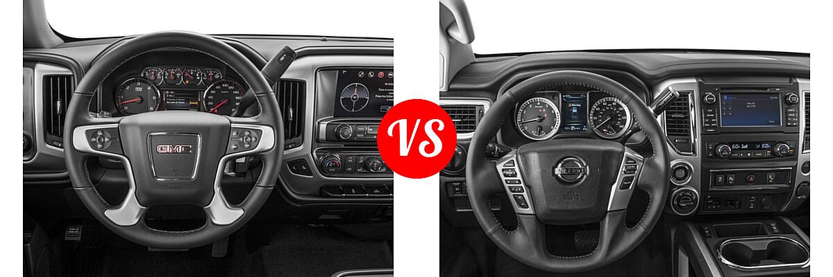 2017 GMC Sierra 1500 Pickup SLE vs. 2017 Nissan Titan XD Pickup Diesel PRO-4X / S / SV - Dashboard Comparison