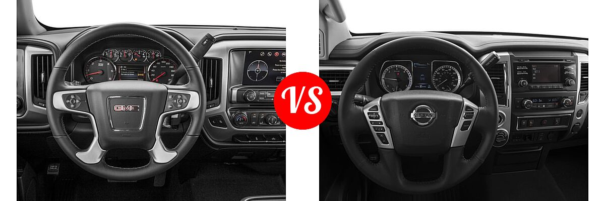 2017 GMC Sierra 1500 Pickup SLE vs. 2017 Nissan Titan XD Pickup Diesel S / SV - Dashboard Comparison