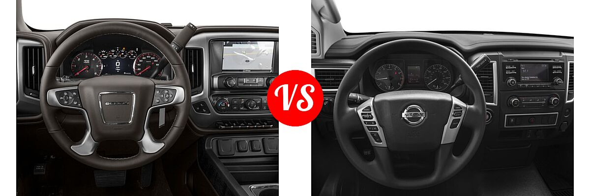 2017 GMC Sierra 1500 Pickup Denali vs. 2017 Nissan Titan Pickup S / SV - Dashboard Comparison