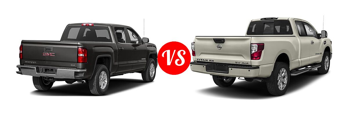 2017 GMC Sierra 1500 Pickup SLE vs. 2017 Nissan Titan XD Pickup Diesel PRO-4X / S / SV - Rear Right Comparison