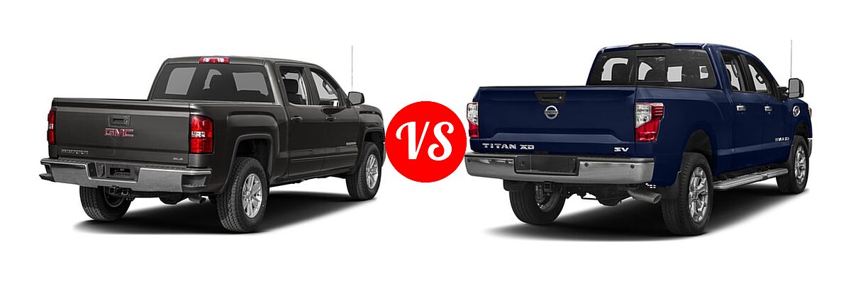 2017 GMC Sierra 1500 Pickup SLE vs. 2017 Nissan Titan XD Pickup Diesel SV - Rear Right Comparison