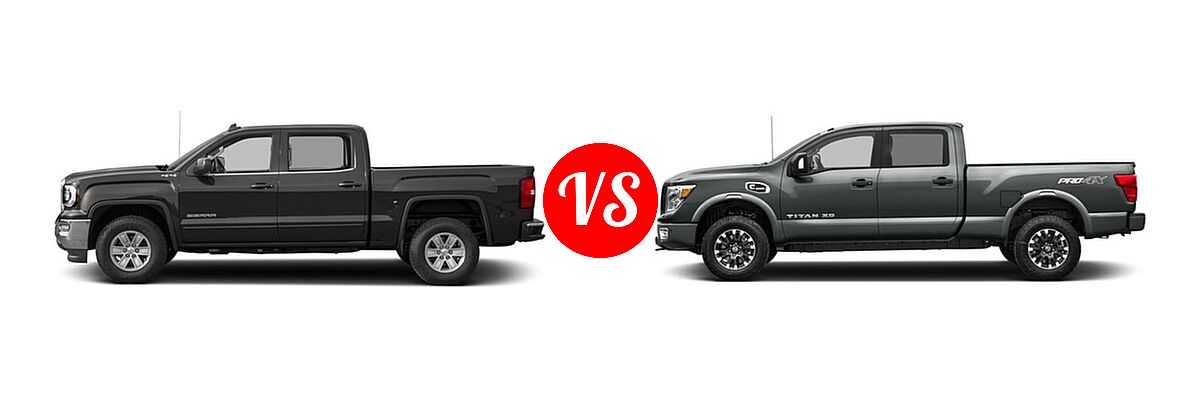 2017 GMC Sierra 1500 Pickup SLE vs. 2017 Nissan Titan XD Pickup Diesel PRO-4X - Side Comparison