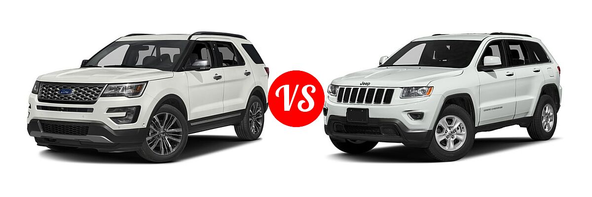 2016 Ford Explorer SUV Platinum vs. 2016 Jeep Grand Cherokee SUV Laredo - Front Left Comparison