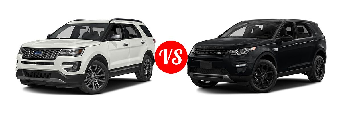 2016 Ford Explorer SUV Platinum vs. 2016 Land Rover Discovery Sport SUV HSE / HSE LUX / SE - Front Left Comparison