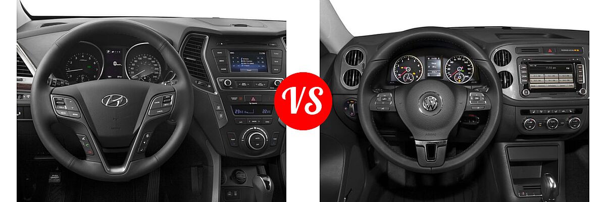 2017 Hyundai Santa Fe Sport SUV 2.0T vs. 2017 Volkswagen Tiguan SUV S / SEL / Wolfsburg Edition - Dashboard Comparison