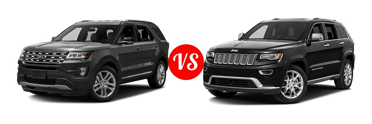 2016 Ford Explorer SUV XLT vs. 2016 Jeep Grand Cherokee SUV Summit - Front Left Comparison
