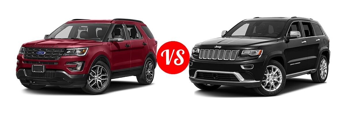 2016 Ford Explorer SUV Sport vs. 2016 Jeep Grand Cherokee SUV Summit - Front Left Comparison
