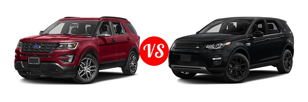 2016 Ford Explorer SUV Sport vs. 2016 Land Rover Discovery Sport SUV HSE / HSE LUX / SE - Front Left Comparison