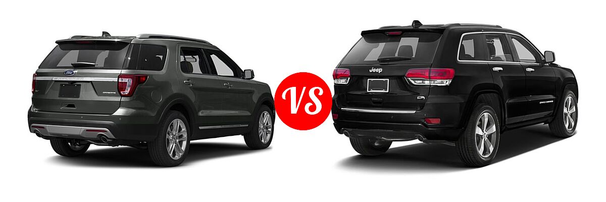 2016 Ford Explorer SUV XLT vs. 2016 Jeep Grand Cherokee SUV High Altitude / Overland - Rear Right Comparison