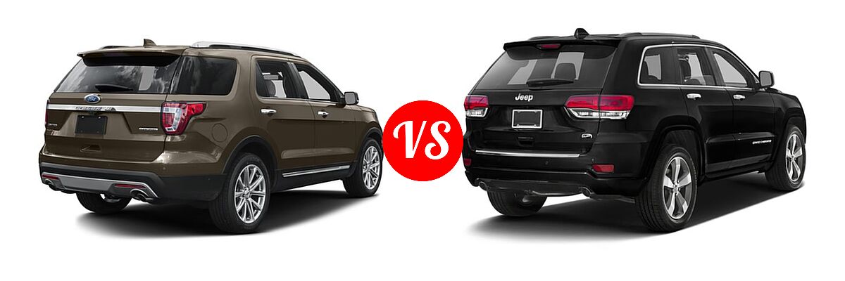 2016 Ford Explorer SUV Limited vs. 2016 Jeep Grand Cherokee SUV High Altitude / Overland - Rear Right Comparison