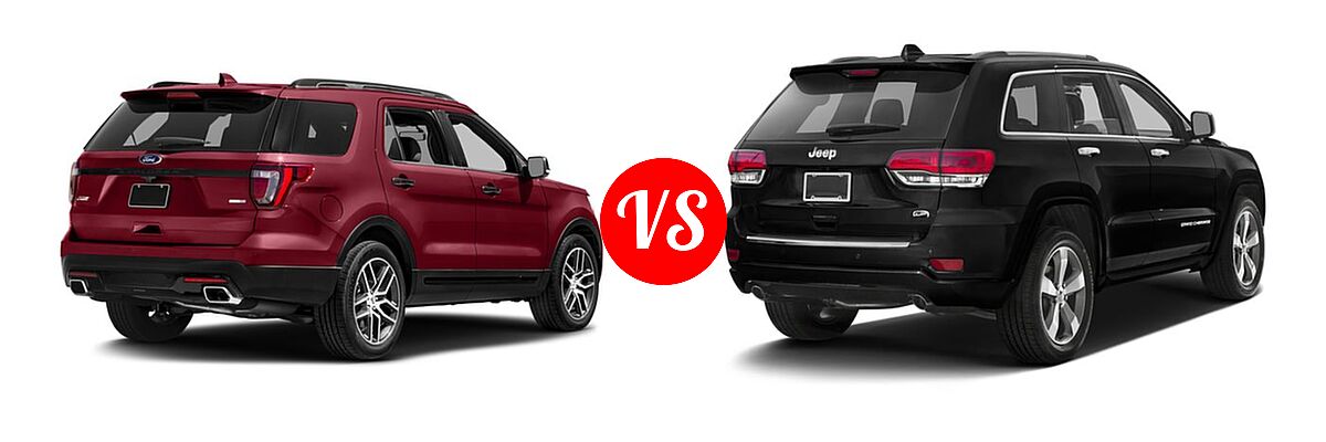 2016 Ford Explorer SUV Sport vs. 2016 Jeep Grand Cherokee SUV High Altitude / Overland - Rear Right Comparison