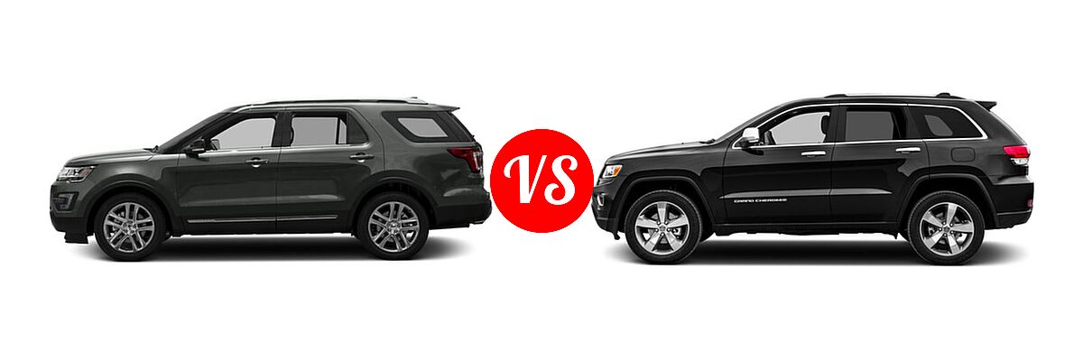 2016 Ford Explorer SUV XLT vs. 2016 Jeep Grand Cherokee SUV 75th Anniversary / Limited / Limited 75th Anniversary - Side Comparison