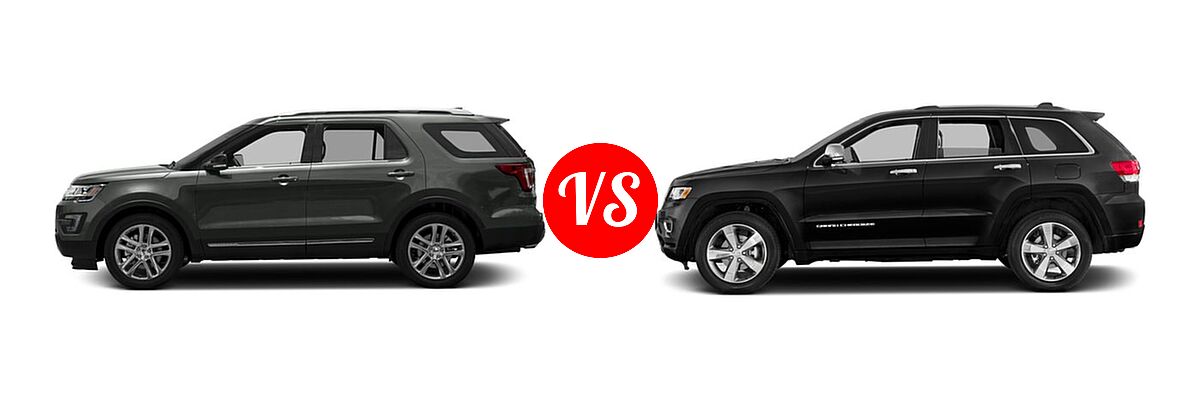2016 Ford Explorer SUV XLT vs. 2016 Jeep Grand Cherokee SUV High Altitude / Overland - Side Comparison
