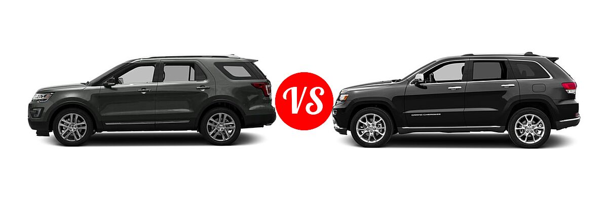 2016 Ford Explorer SUV XLT vs. 2016 Jeep Grand Cherokee SUV Summit - Side Comparison