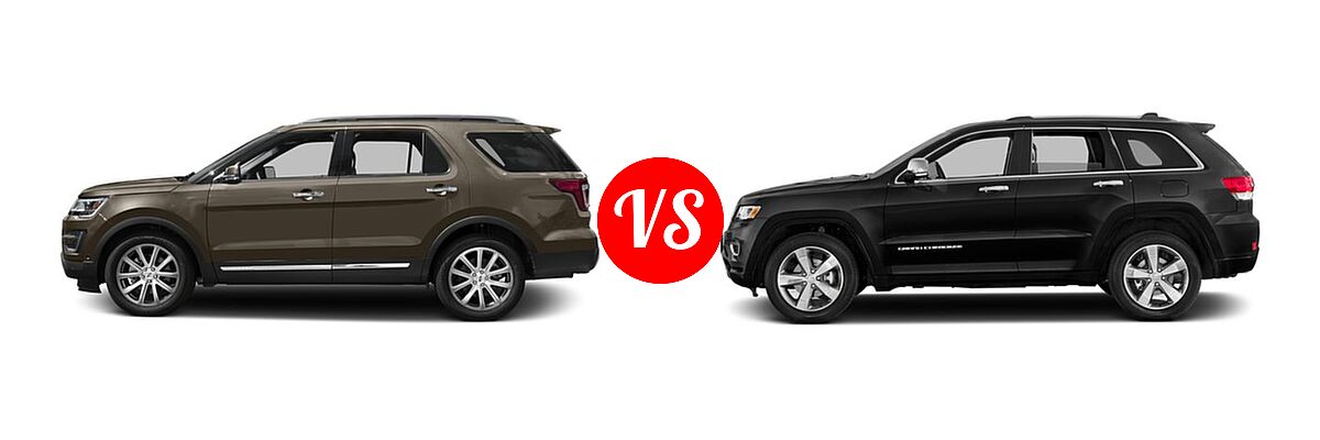 2016 Ford Explorer SUV Limited vs. 2016 Jeep Grand Cherokee SUV High Altitude / Overland - Side Comparison
