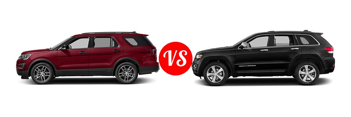 2016 Ford Explorer SUV Sport vs. 2016 Jeep Grand Cherokee SUV High Altitude / Overland - Side Comparison