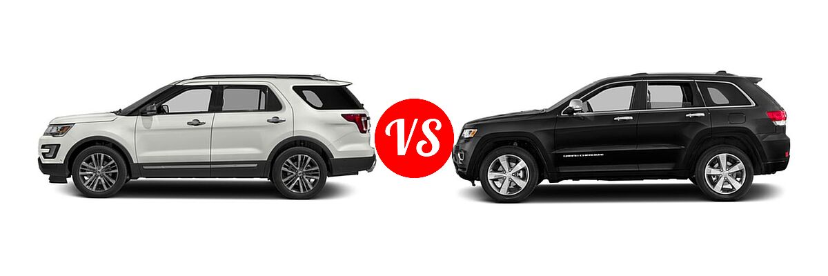 2016 Ford Explorer SUV Platinum vs. 2016 Jeep Grand Cherokee SUV High Altitude / Overland - Side Comparison