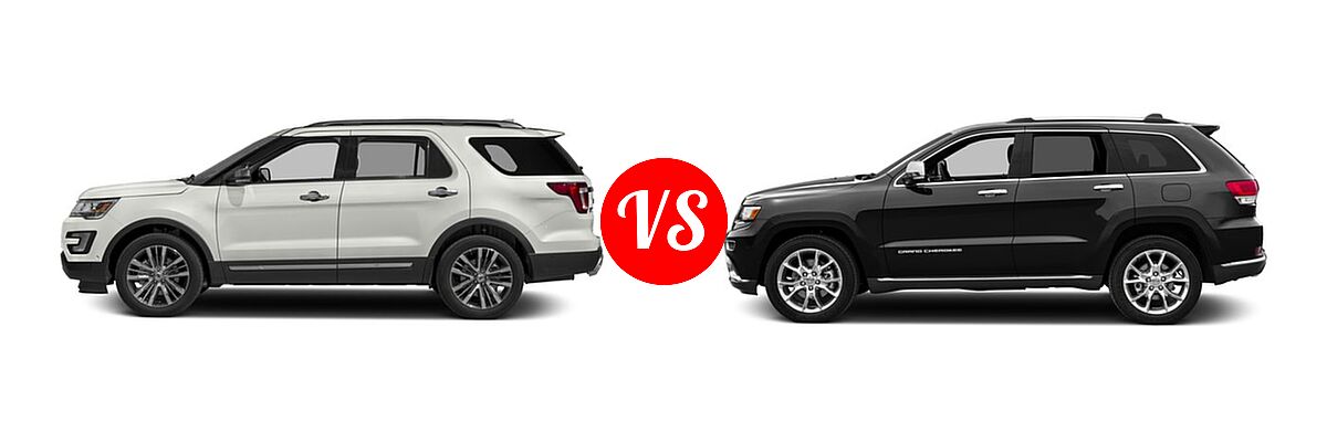 2016 Ford Explorer SUV Platinum vs. 2016 Jeep Grand Cherokee SUV Summit - Side Comparison