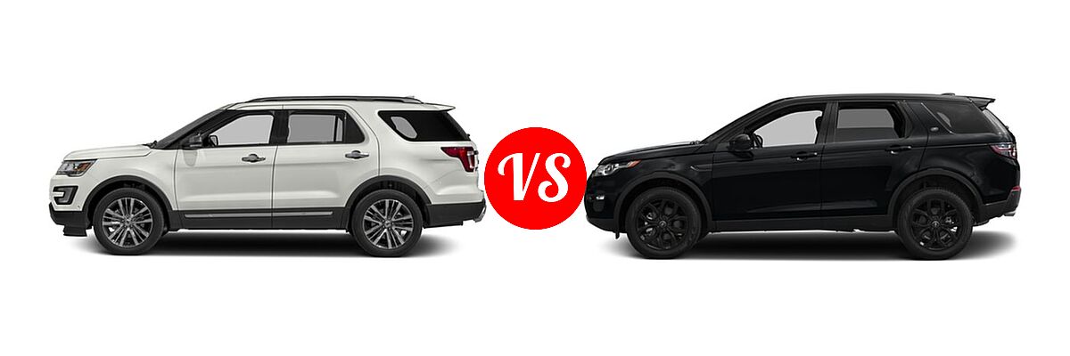 2016 Ford Explorer SUV Platinum vs. 2016 Land Rover Discovery Sport SUV HSE / HSE LUX / SE - Side Comparison