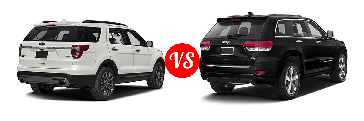 2016 Ford Explorer SUV Platinum vs. 2016 Jeep Grand Cherokee SUV High Altitude / Overland - Rear Right Comparison