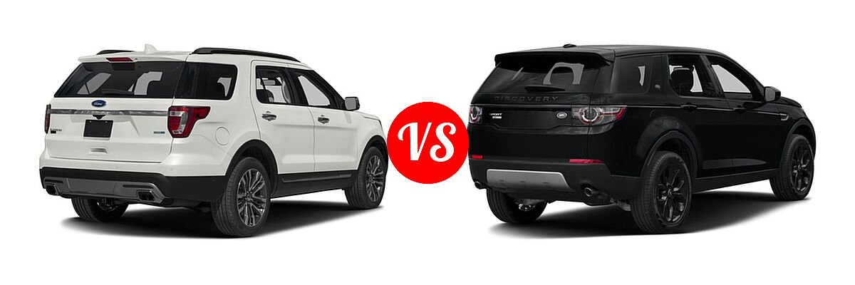2016 Ford Explorer SUV Platinum vs. 2016 Land Rover Discovery Sport SUV HSE / HSE LUX / SE - Rear Right Comparison