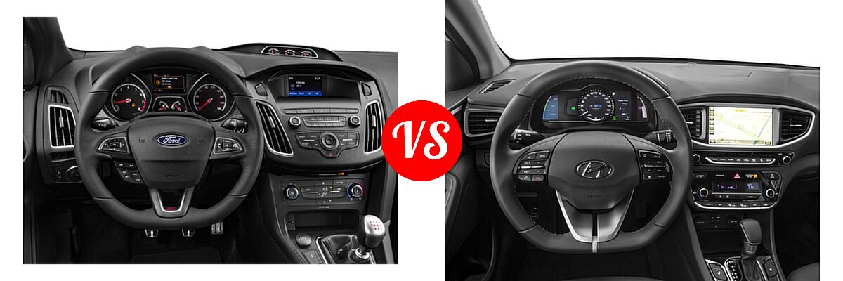 2018 Ford Focus ST Hatchback ST vs. 2018 Hyundai Ioniq Hybrid Hatchback Blue / Limited / SEL - Dashboard Comparison